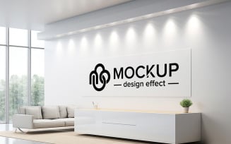 Realistic office indoor wall logo mockup