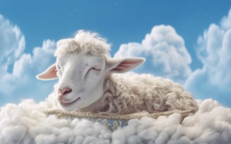 A cute sheep sleep on a beautiful cloud 01