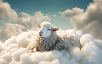 A cute sheep sleep on a beautiful cloud 05