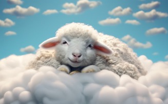 A cute sheep sleep on a beautiful cloud 08