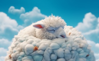 A cute sheep sleep on a beautiful cloud 10