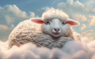 A cute sheep sleep on a beautiful cloud 12