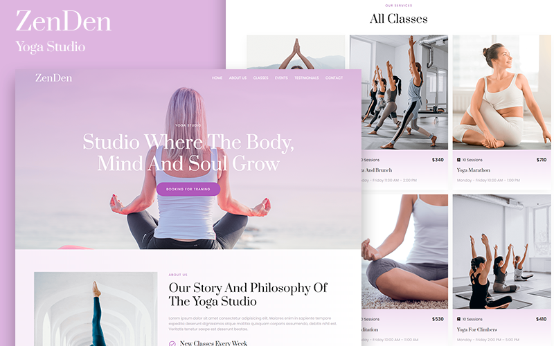 ZenDen - Yoga Studio HTML5 Landing Page Landing Page Template