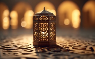 Eid al adha Islamic background, gold close up lantern 04