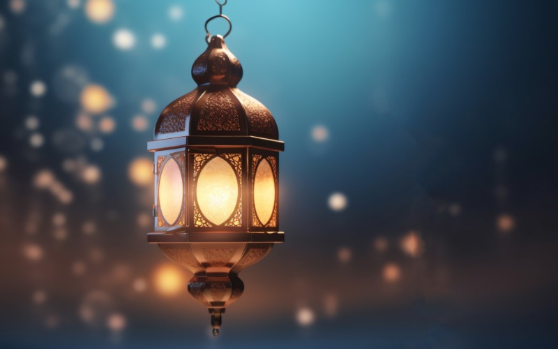 Islamic background with a hang lantern 02 Illustration