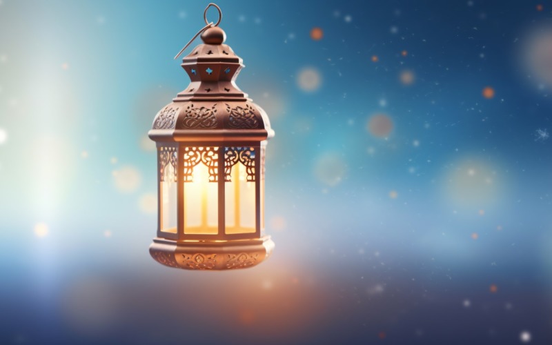 Islamic background with a hang lantern 03 Illustration