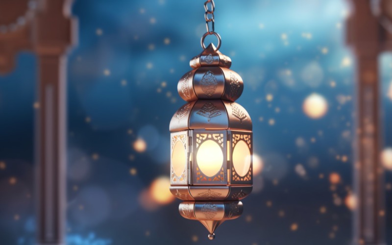 Islamic background with a hang lantern 09 Illustration