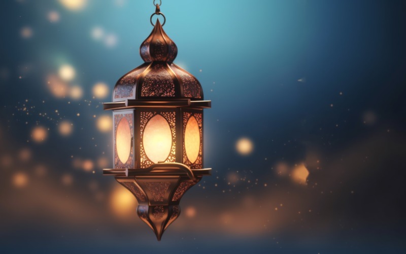 Islamic background with a hang lantern 12 Illustration