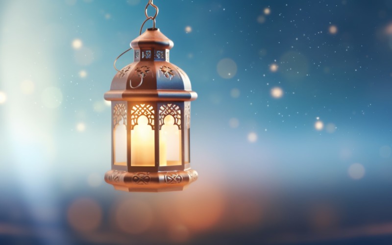 Islamic background with a hang lantern 14 Illustration