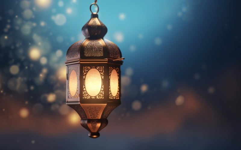 Islamic background with a hang lantern13 Illustration