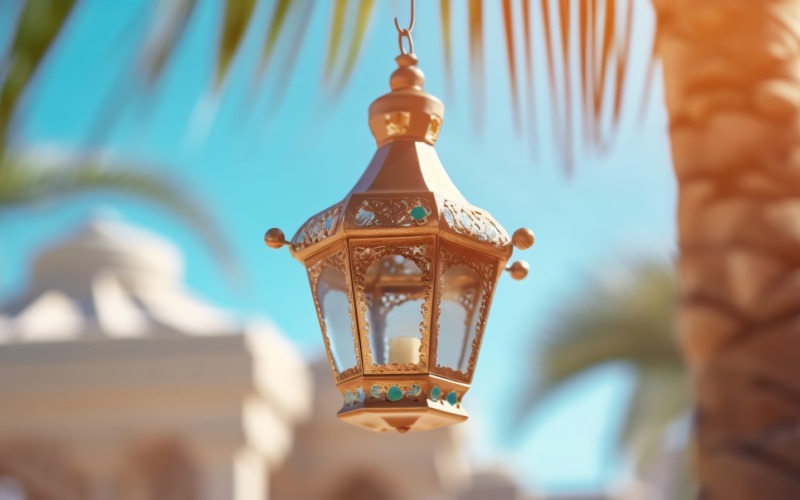 lantern Islamic art, Camel on desert with mosque 01 Illustration