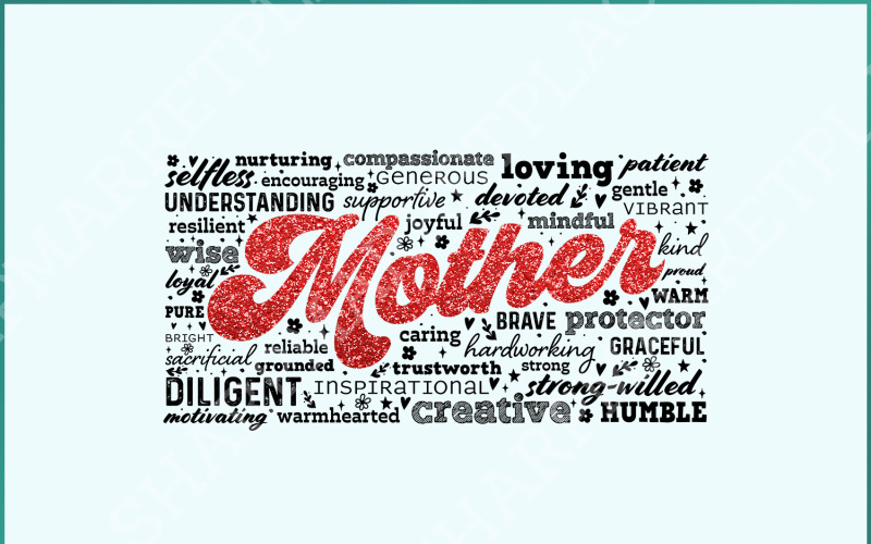 Mother Word PNG Sublimation Design, Mama Custom Glitter Sequin, Best Mom PNG, Mom Shirt Design Illustration
