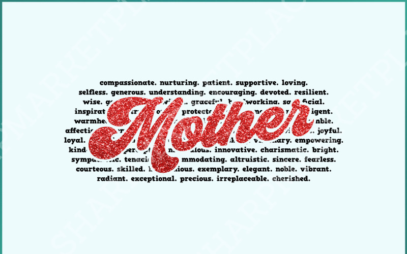 Mother Word PNG Sublimation Design, Mama Custom Glitter Sequin, Best Mom PNG Illustration