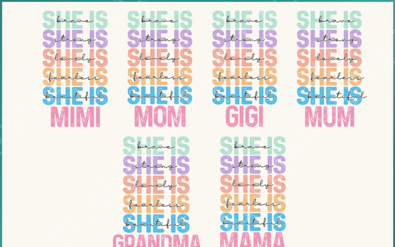 She is Mom PNG Bundle, Empowered Women Quote, Strong Mom Mother's Day PNG, Mom Life, Gift for Mom Illustration