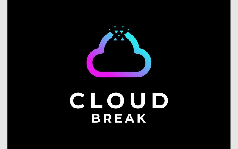 Cloud Sky Broken Crash Logo Logo Template