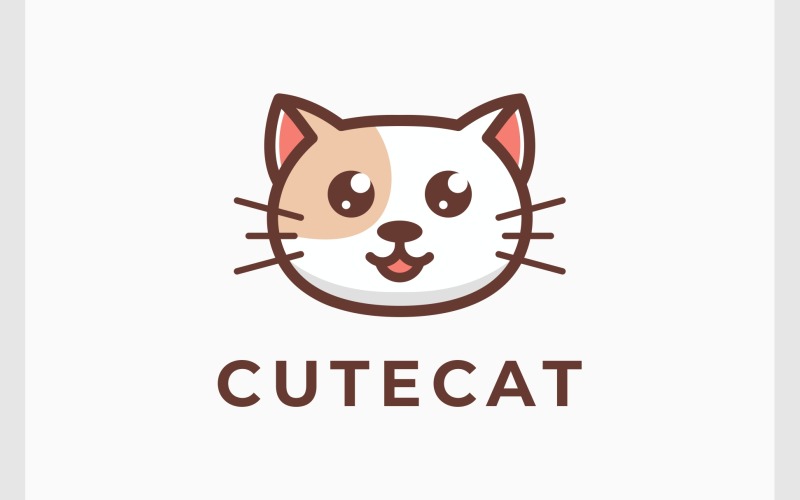Cute Kitten Cat Cartoon Logo Logo Template