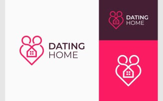 Dating Couple Home House Logo