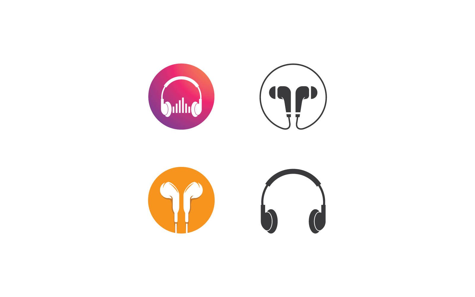 Hoofdtelefoon, oortelefoon pictogram vector illustratie sjabloon