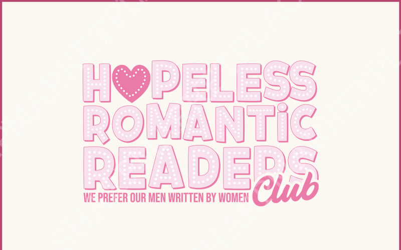 Hopeless Romantic Readers Club PNG, Vintage Bookish Digital Clipart, Mystical Romance Book Lover Illustration