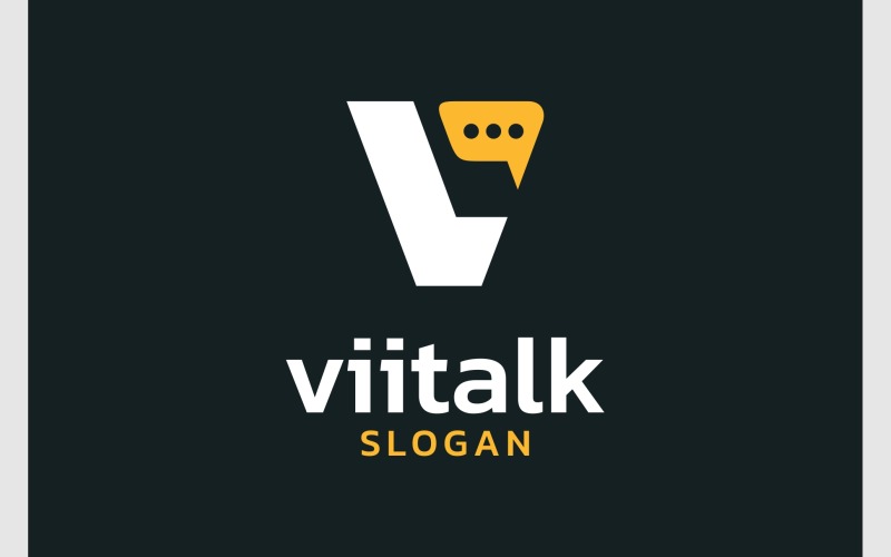 Letter V with Chat Talk Logo Logo Template