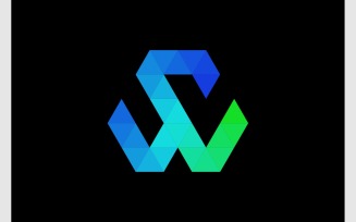 Letter WS SW Modern Geometric Logo