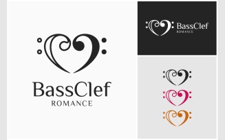 Musical Bass Clef Love Romance Logo