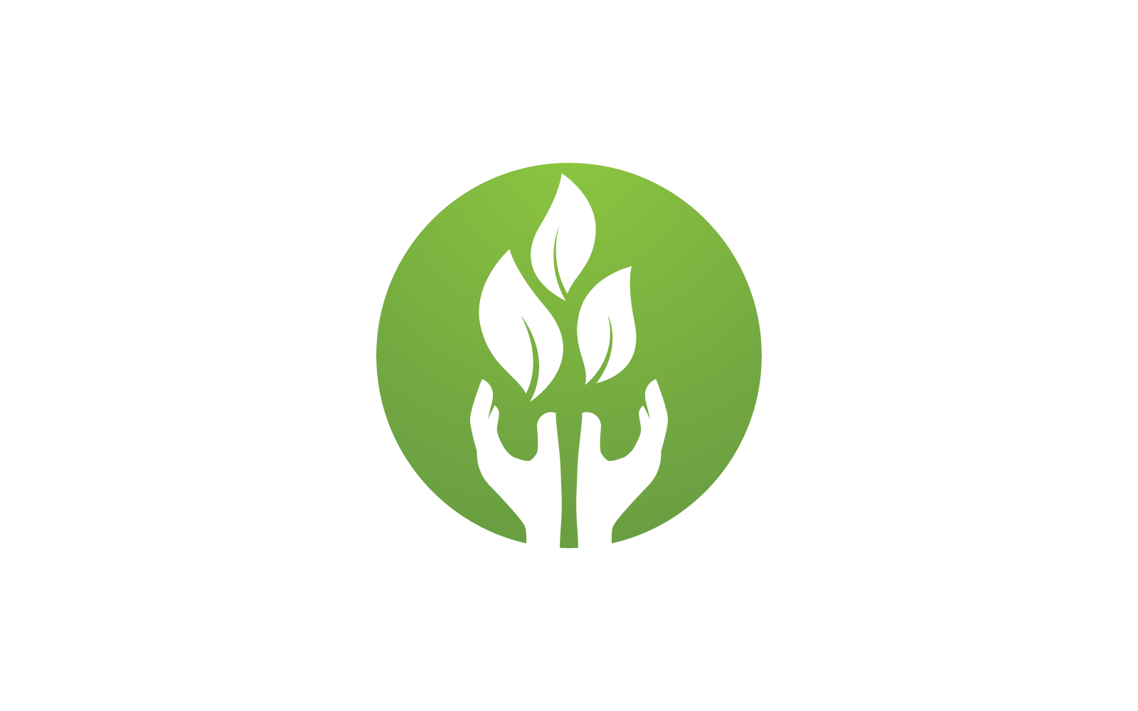 Salve o logotipo da ecologia da natureza mão e vetor de design plano de folha