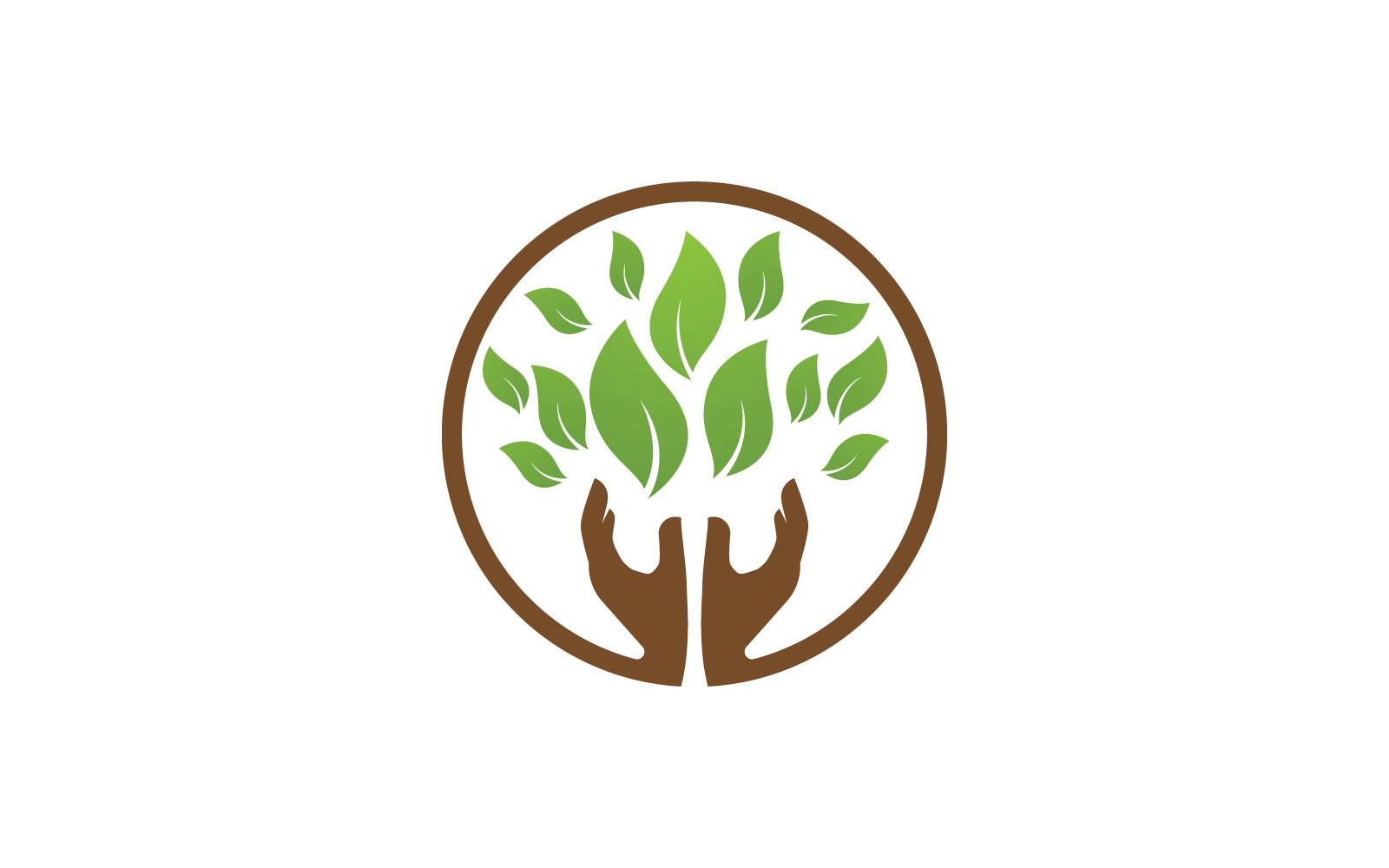 Save nature ecology logo hand and leaf flat design template illustration