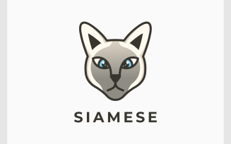 Siamese Cat Cartoon Illustration Logo