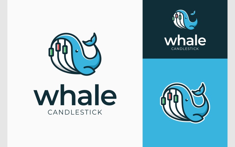 Whale Fish Candlestick Logo Logo Template