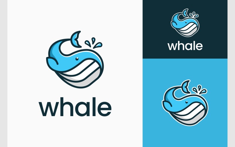 Whale Fish Cartoon Illustration Logo Logo Template