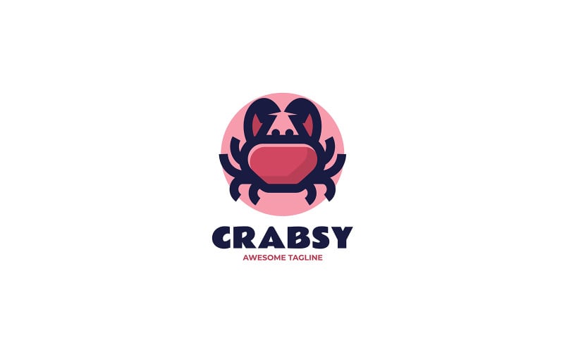Crab Simple Mascot Logo 2 Logo Template