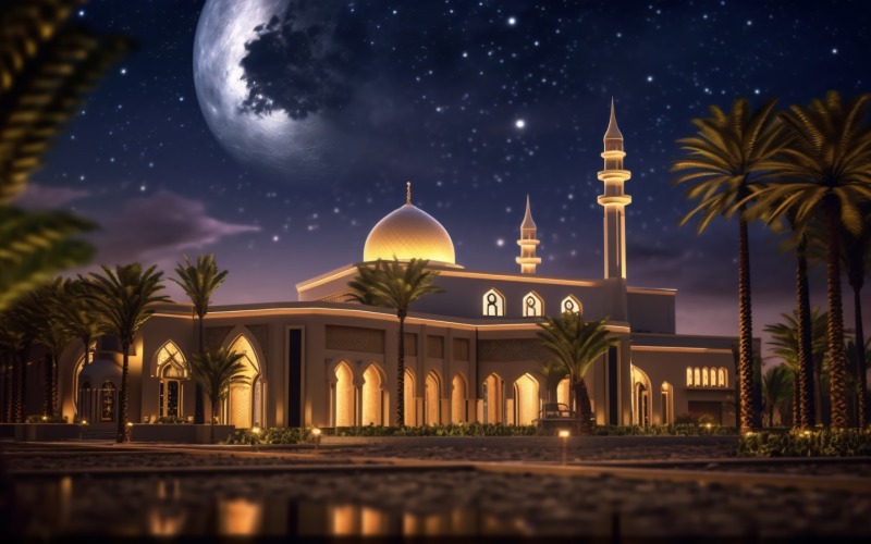 Eid ul adha design with Mosque and Palm Tree 10 Illustration