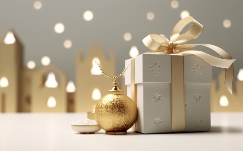 Eid ul adha Islamic background, gift box, lantern 03 Illustration