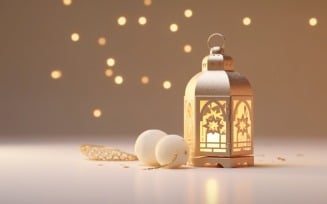Eid ul adha Islamic background, gold close up lantern 01