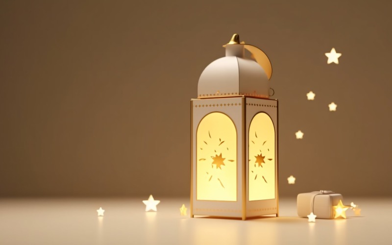 Eid ul adha Islamic background, gold close up lantern 06 Illustration