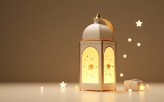 Eid ul adha Islamic background, gold close up lantern 06