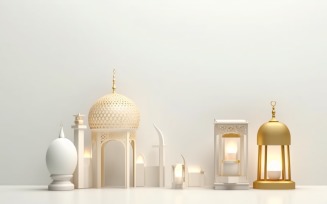 Eid ul adha Islamic background, gold close up lantern 12