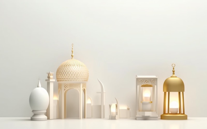 Eid ul adha Islamic background, gold close up lantern 12 Illustration