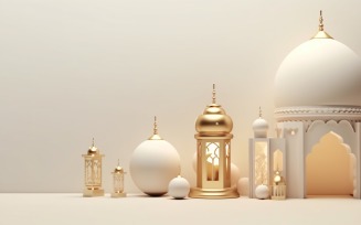 Eid ul adha Islamic background, gold close up lantern 13