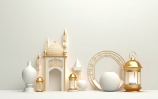Eid ul adha Islamic background, gold close up lantern 17