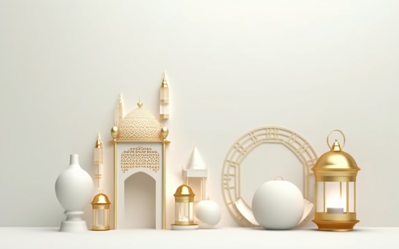 Eid ul adha Islamic background, gold close up lantern 17 Illustration