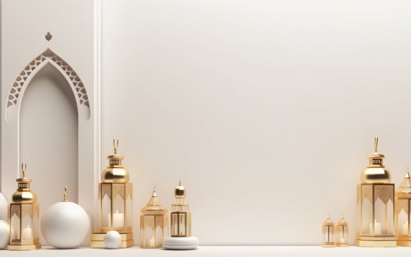 Eid ul adha Islamic background, gold close up lantern 20 Illustration