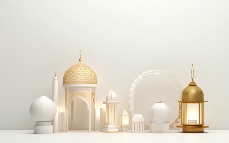 Eid ul adha Islamic background, gold close up lantern 22 Illustration