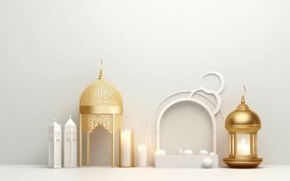 Eid ul adha Islamic background, gold close up lantern 24