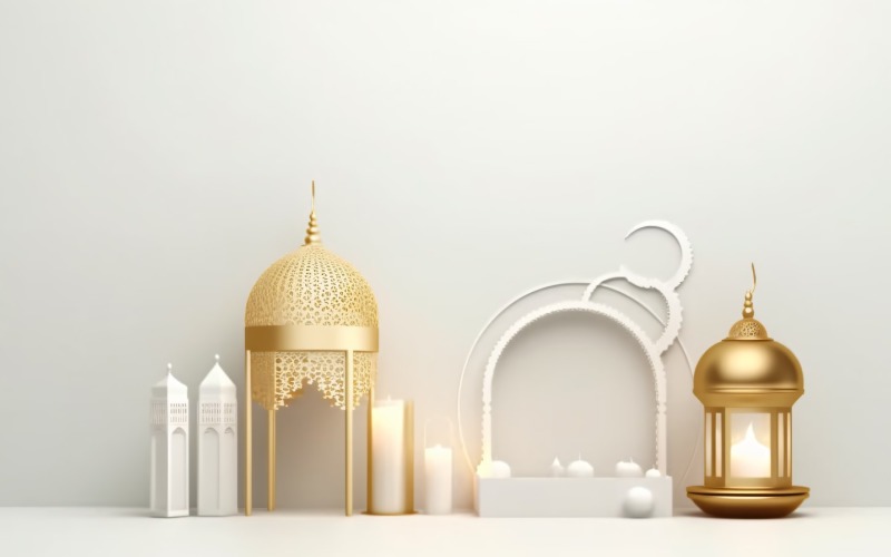 Eid ul adha Islamic background, gold close up lantern 24 Illustration