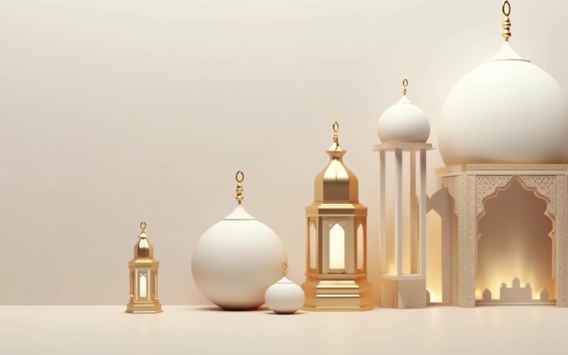 Eid ul adha Islamic background, gold close up lantern 26 Illustration