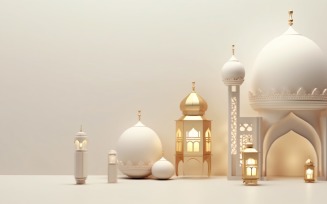 Eid ul adha Islamic background, gold close up lantern 29