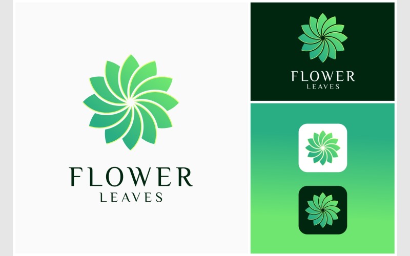 Flower Leaf Green Mandala Logo Logo Template