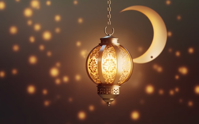 Islamic background with a hang lantern 32 Illustration